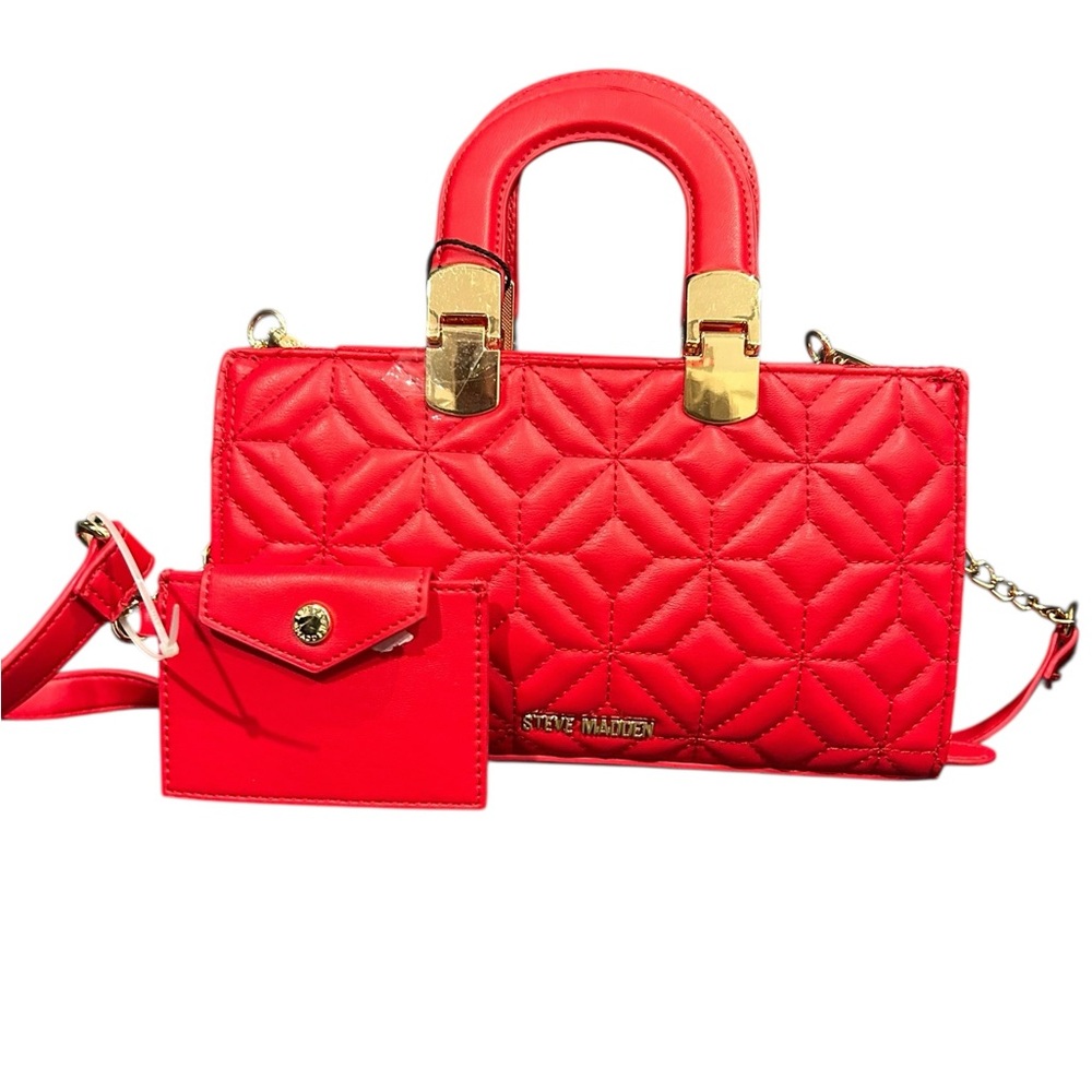 Steve Madden Chevy Red Bevelyn Satchel Crossbody Bag - Picture 2 of 5